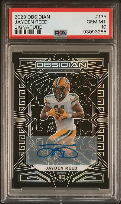 2023 Panini Obsidian 135 Jayden Reed Signature PSA 10
