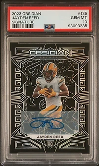 2023 Panini Obsidian 135 Jayden Reed Signature PSA 10
