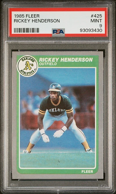 1985 Fleer 425 Rickey Henderson PSA 9