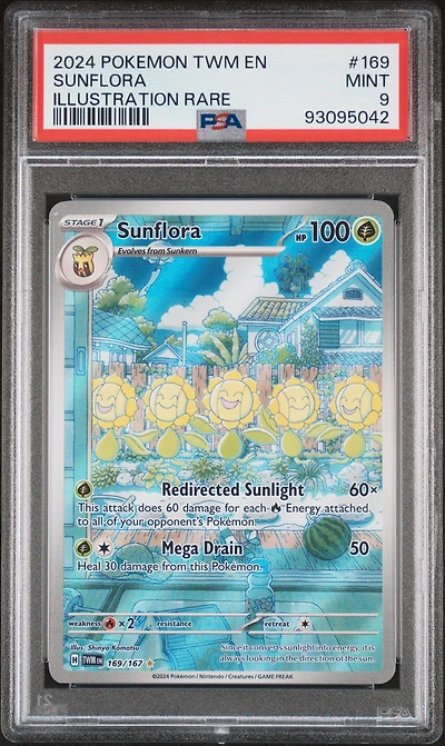 2024 Pokemon Twm En-twilight Masquerade 169 Sunflora Illustration Rare PSA