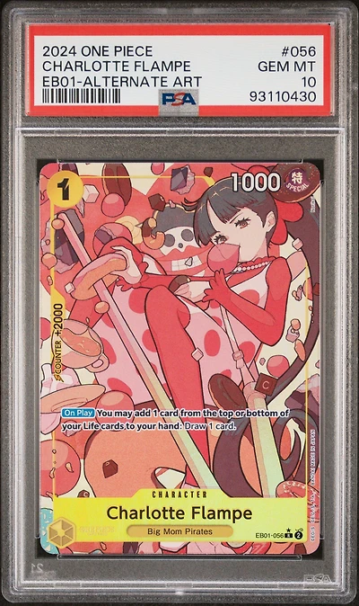 2024 One Piece Eb01-extra Booster -memorial Collection- 056 Charlotte Flampe Alternate Art PSA 10