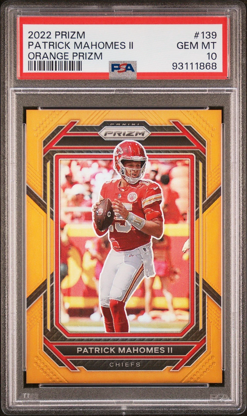 2022 Panini Prizm 139 Patrick Mahomes Ii Orange Prizm PSA 10