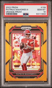 2022 Panini Prizm 139 Patrick Mahomes Ii Orange Prizm PSA 10