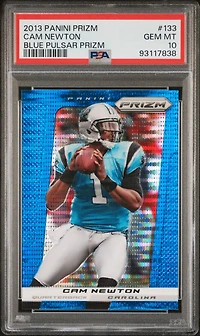 2013 Panini Prizm 133 Cam Newton Blue Pulsar Prizm PSA 10
