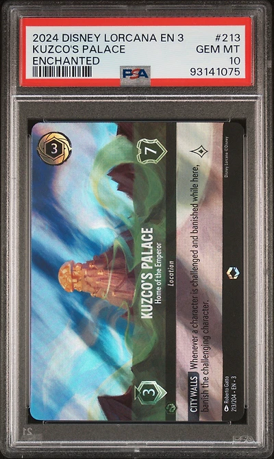 2024 Disney Lorcana En 3-into The Inklands 213 Kuzco's Palace - Home Of The Emperor Enchanted PSA 10