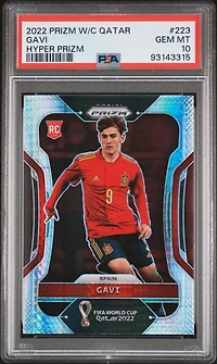 2022 Panini Prizm World Cup Qatar 223 Gavi Hyper Prizm PSA 10