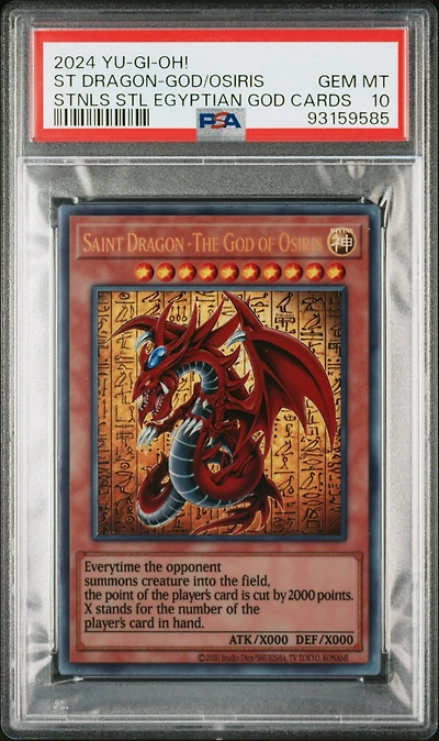 2024 Yu-gi-oh! Stainless Steel Egyptian God Cards Saint Dragon-the God Of Osiris PSA 10