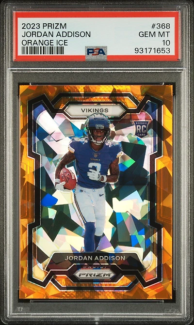 2023 Panini Prizm 368 Jordan Addison Orange Ice PSA 10