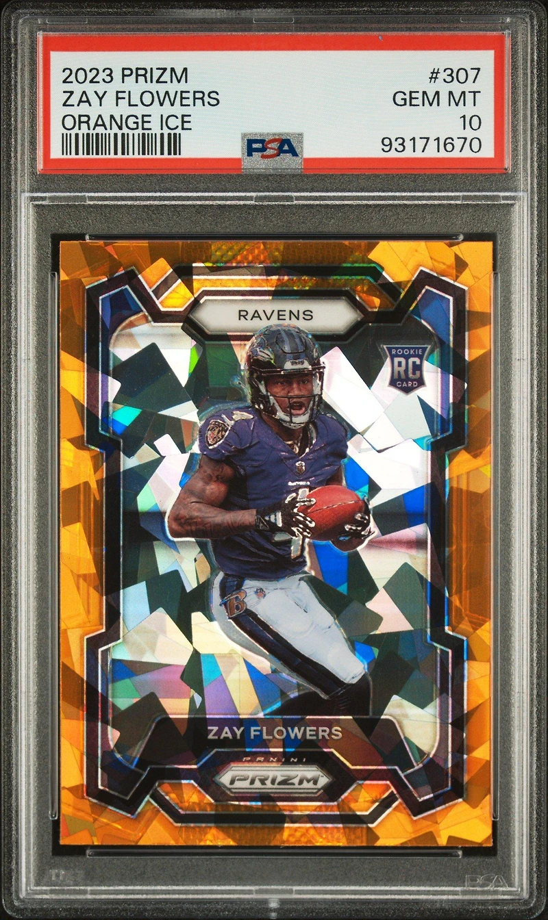 2023 Panini Prizm 307 Zay Flowers Orange Ice PSA 10