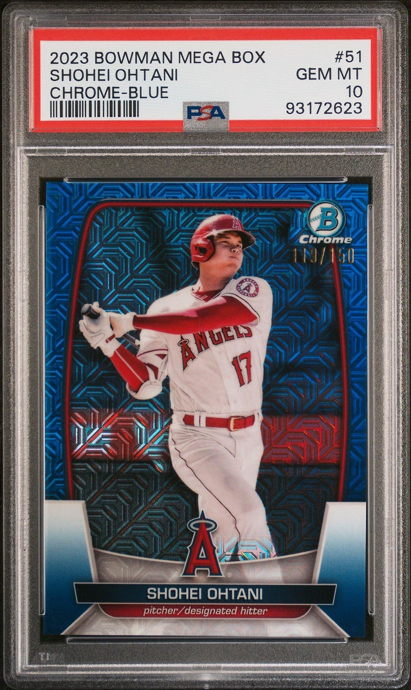2023 Bowman Mega Box Chrome 51 Shohei Ohtani Blue Refractor PSA 10