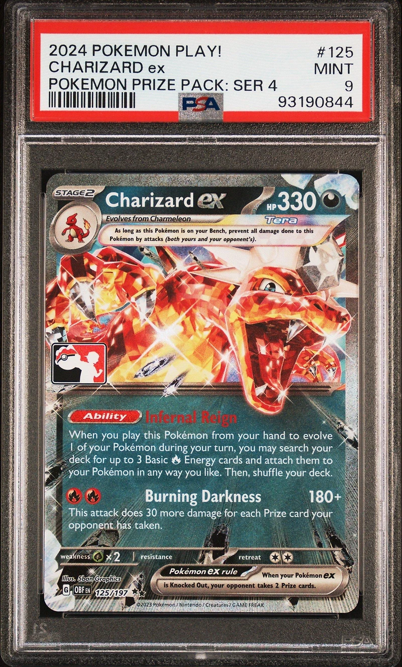 2024-2025 Pokemon Play! Pokemon Prize Pack 125 Charizard Ex PSA