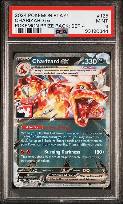 2024-2025 Pokemon Play! Pokemon Prize Pack 125 Charizard Ex PSA