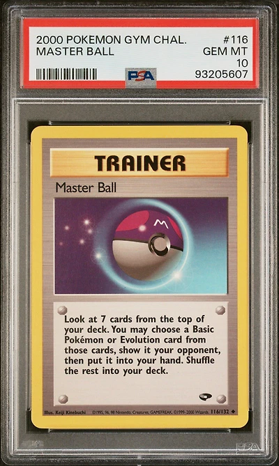 2000 Pokemon Gym Challenge 116 Master Ball PSA 10