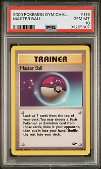 2000 Pokemon Gym Challenge 116 Master Ball PSA 10