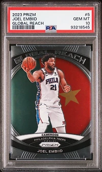2023 Panini Prizm Global Reach 5 Joel Embiid PSA 10