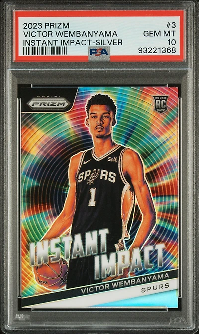2023 Panini Prizm Instant Impact 3 Victor Wembanyama Silver Prizm PSA 10