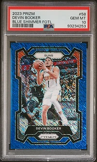 2023 Panini Prizm 58 Devin Booker Blue Shimmer Fotl PSA 10