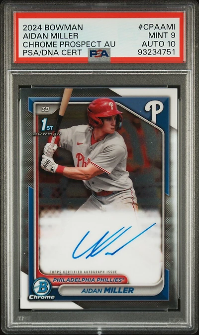 2024 Bowman Chrome Prospect Autographs Cpaami Aidan Miller PSA