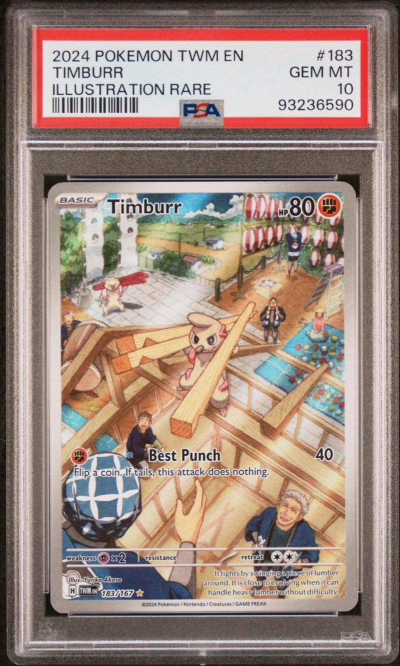 2024 Pokemon Twm En-twilight Masquerade 183 Timburr Illustration Rare PSA 10