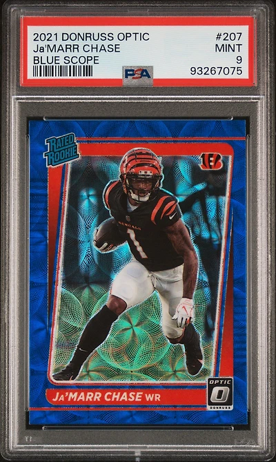 2021 Panini Donruss Optic 207 Ja'marr Chase Blue Scope PSA 9