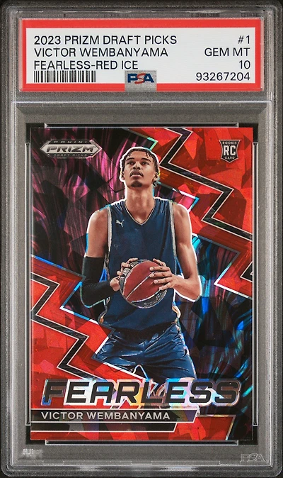 2023 Panini Prizm Draft Picks Fearless 1 Victor Wembanyama Red Ice PSA 10