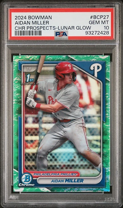 2024 Bowman Chrome Prospects Bcp27 Aidan Miller Lunar Glow Refractor PSA 10
