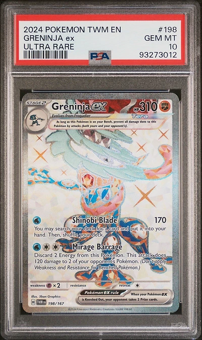 2024 Pokemon Twm En-twilight Masquerade 198 Greninja Ex Ultra Rare PSA