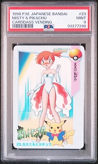 1998 Pokemon Japanese Bandai Carddass Vending 23 Misty & Pikachu PSA 9