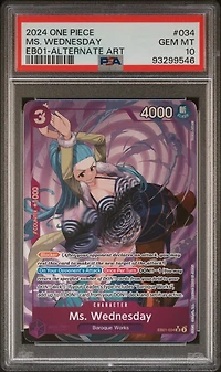 2024 One Piece Eb01-extra Booster -memorial Collection- 034 Ms. Wednesday Alternate Art PSA 10