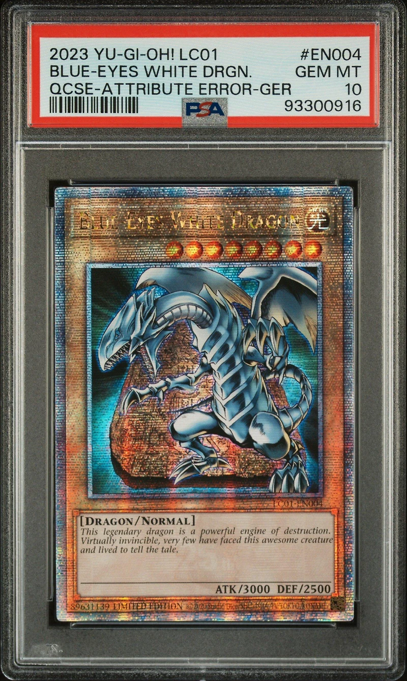 2023 Yu-gi-oh! Lc01-legendary Collection: 25th Anniversary Edition En004 Blue-eyes White Dragon Quarter Century Secret Rare-attribute Error-german PSA 10