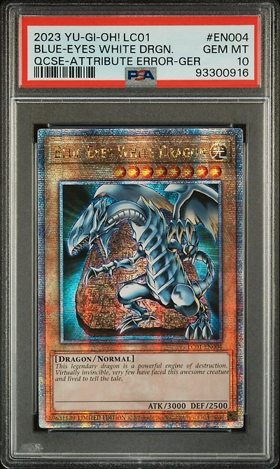 2023 Yu-gi-oh! Lc01-legendary Collection: 25th Anniversary Edition En004 Blue-eyes White Dragon Quarter Century Secret Rare-attribute Error-german PSA 10