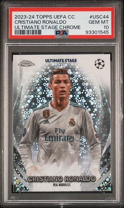 2023-24 Topps Uefa Club Competitions Ultimate Stage Chrome Usc44 Cristiano Ronaldo PSA 10