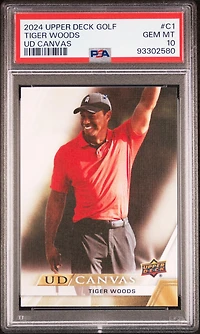 2024 Upper Deck Golf Ud Canvas C1 Tiger Woods PSA 10