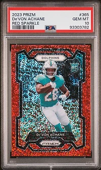 2023 Panini Prizm 365 De'von Achane Red Sparkle PSA 10