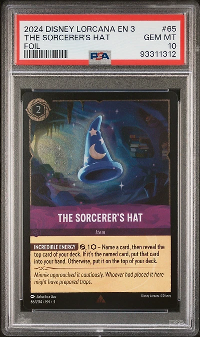 2024 Disney Lorcana En 3-into The Inklands 65 The Sorcerer's Hat Foil PSA 10