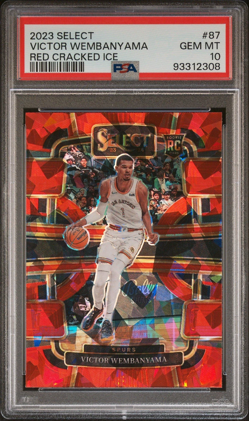2023 Panini Select 87 Victor Wembanyama Red Cracked Ice PSA 10