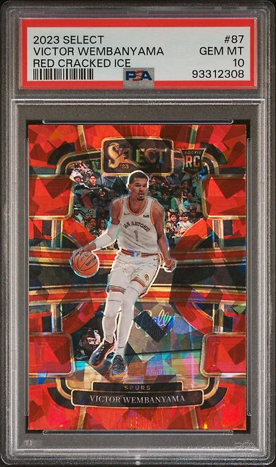 2023 Panini Select 87 Victor Wembanyama Red Cracked Ice PSA 10