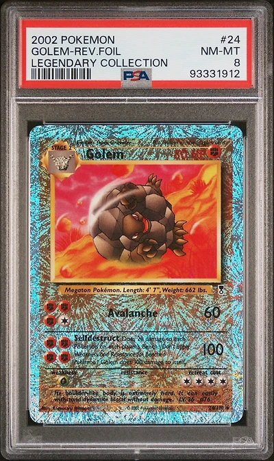 2002 Pokemon Legendary Collection 24 Golem-reverse Foil PSA 8