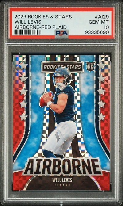 2023 Panini Rookies & Stars Airborne Ai29 Will Levis Red Plaid PSA 10