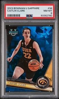 2023 Bowman University Chrome Sapphire 34 Caitlin Clark PSA 8