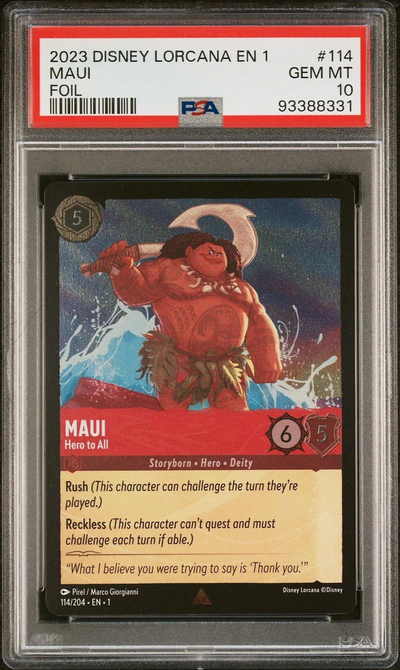 2023 Disney Lorcana En 1-the First Chapter 114 Maui - Hero To All Foil PSA 10