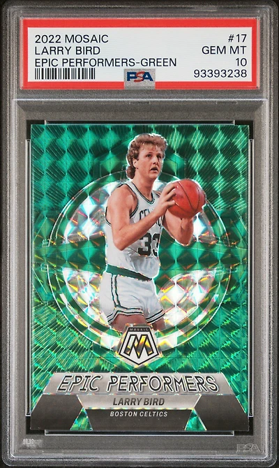 2022 Panini Mosaic Epic Performers 17 Larry Bird Green PSA 10