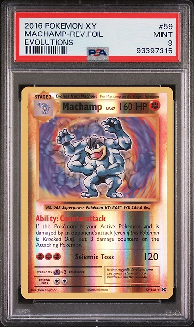 2016 Pokemon Xy Evolutions 59 Machamp-reverse Foil PSA 9