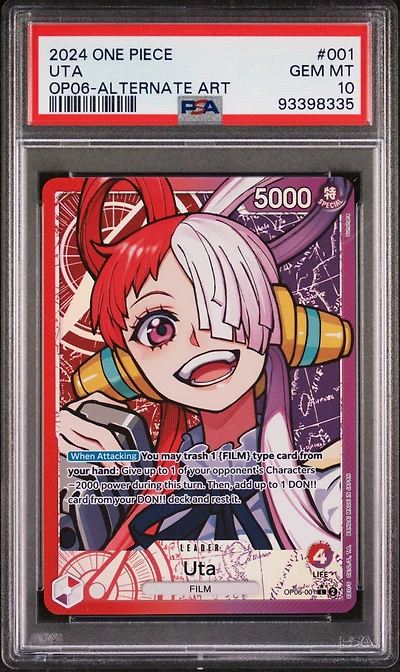 2024 One Piece Op06-wings Of The Captain 001 Uta Alternate Art PSA 10