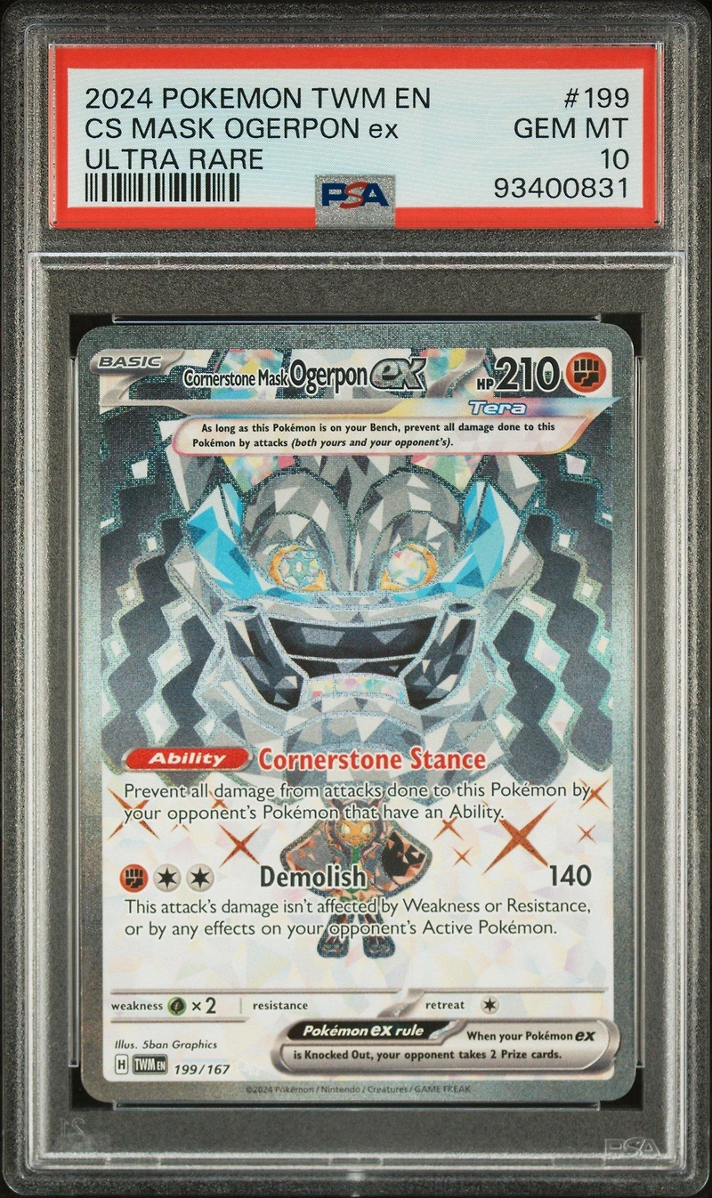2024 Pokemon Twm En-twilight Masquerade 199 Cornerstone Mask Ogerpon Ex Ultra Rare PSA 10