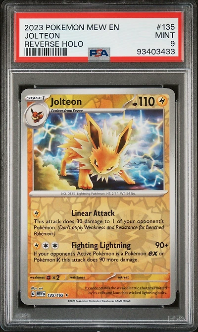 2023 Pokemon Mew En-151 135 Jolteon Reverse Holo PSA 9