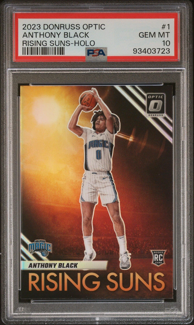2023 Panini Donruss Optic Rising Suns 1 Anthony Black Holo PSA 10