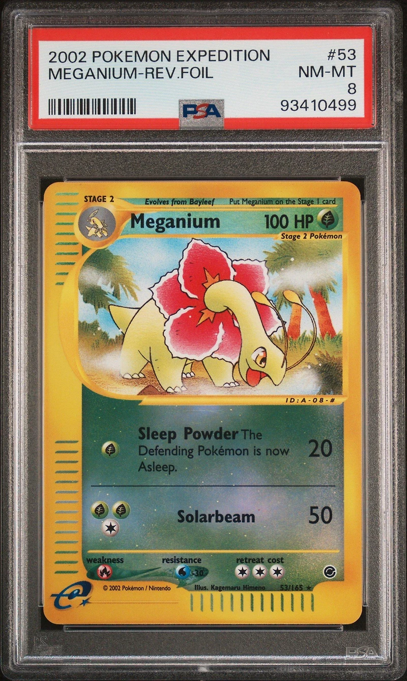 2002 Pokemon Expedition 53 Meganium-reverse Foil PSA 8