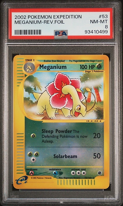 2002 Pokemon Expedition 53 Meganium-reverse Foil PSA 8