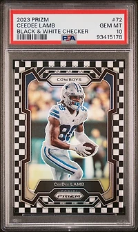 2023 Panini Prizm 72 Ceedee Lamb Black & White Checker PSA 10